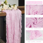 16 Pack Light Pink Cheesecloth Table Runner 10FT Boho Gauze Cheese Cloth Table Runner Vintage Rustic Sheer Table Runners for Wedding Bridal Baby Shower Birthday Party Table Decorations - Image 7