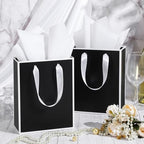 Yeaqee 50 Pcs Metallic Paepr Gift Bags Bulk with Handles,Black White - Image 5