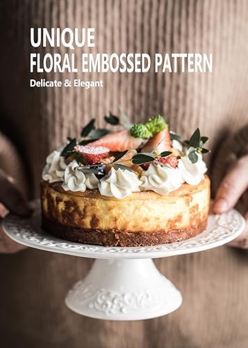 Gomakren 8.15 Inch White Cake Stand for Party, Wedding, Floral Emboss Decor - Image 5