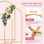 3 Pack Wedding Arch Backdrop Stand, Gold Metal Balloon Arch Stand (6FT, 4.9FT, 3.9FT), Set of 3 Arched Frame Decoration for Wedding, Birthday, Baby Shower, Party - Image 4