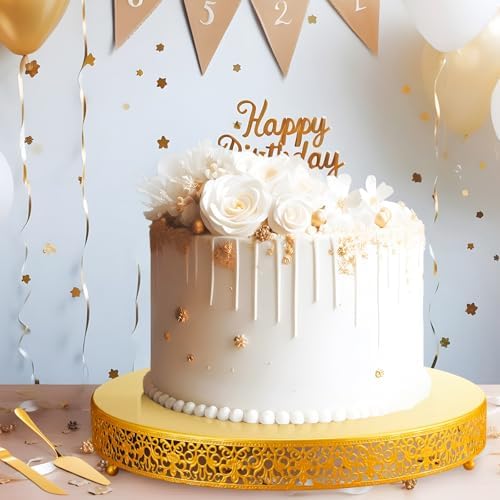 Wenqik 18 Inch Gold Cake Stand Metal Round with Cutter Spatula, Classic - Image 5