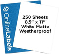 OnlineLabels 8.5" x 11" Sticker Paper - Waterproof Matte - Inkjet Only by OnlineLabels