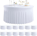 12 pk Round Spandex Tablecloths for 60inch Table, Stretchy Wrinkle Free 120inch Fitted 5FT Round Table Cloths Cover with Skirt for Wedding Party Birthday Banquet Engagement by Htper