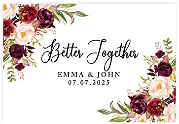 Andaz Press Custom Personalized Disposable Paper Placemats, 12 x 18 Inch, Set of 25, Better Together Burgundy Floral, Tableware, Dining, Tabletop, Table Setting for Wedding, Bridal Shower by AndazPress