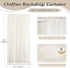 30ft x 10ft Beige Backdrop Curtains, Wrinkle-Free Sheer Chiffon Fabric Photo Backdrop Drapes for Wedding Arch Party Ceremony Stage Photography Decorations - Image 2