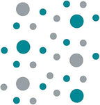 DecalVenue.com Turquoise/Metallic Silver Vinyl Wall Stickers - 2 & 4 inch Circles (300 Decals) by DecalVenue