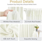 40x10ft Ivory Photo Backdrop Curtains for Parties Wedding Wrinkle Free Polyester Photoshoot Curtains Drapes Backdrop for Birthday Baby Shower Graduation Stage Photography Background 8 Panels 5x10FT - Image 6