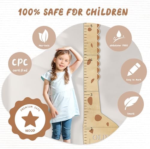 Personalized Name Kids Growth Chart For Wall, Cute Giraffe Wooden Height Chart, Nursery Room Decor, Wall Measurement For Kids, Growth Ruler For Children - Image 6