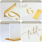 Acrylic Wedding Table Numbers 1-10 with Stands, 5"x7" White Acrylic Signs with Gold Mirror Fonts, White and Gold 3D Table Numbers for Wedding Reception, Anniversary, Event - Image 4