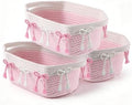 3PC Pink Bow Baskets for Gift Cute Coquette Woven Rope Storage Basket with Handle Laundry Hamper Storage Bins for Home Decor Organization Nursery Baby Shower, 11.8''x7.8''x4.7'' by Unknown