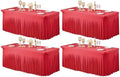 4 Packs Red Table Clothes for 6 Foot Rectangle Tables, Wrinkle Resistant Stretch Spandex Table Covers Fitted Tablecloth with Skirt for Valentines Event Banquet Wedding Birthday Party by PartyTalk