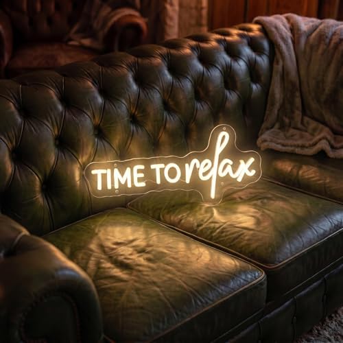 TIME To relax Warm White Neon Sign for Wall Decor Led Neon Lights for Wedding Party Beauty Salon Gym Store Game Room Decorations by GSHIXIN