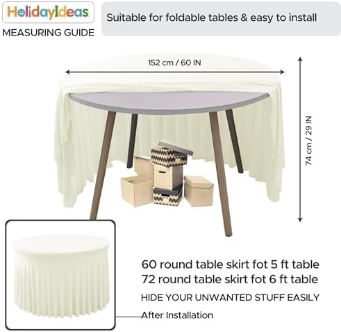 Fitted Beige Spandex Table Skirts for Wedding Party,60 Inch Round,6 Pack - Image 5