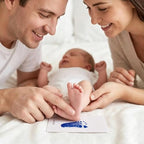 15 Pack Little Lullaby Inkless Milestone Cards Baby Hand and Footprint Kit 12 Months Newborn Memory Book Keepsake Ink Pad for Handprints Footprints (White Box-Blue) - Image 3
