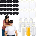 Leinuosen 24 Pcs Baby Shower Blindfold Feeding Game Set Include 6 Plastic Chug Bottles 6 Bib and 12 Eye Mask Blindfold Baby Feeding Bottle Chug Game for Adult Gender Reveal Party Supplies(Milky White) by Leinuosen