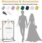 50H" Wedding Welcome Sign Stand with 8 Pair Satin Ribbon & 2 Leather Strap - Image 3