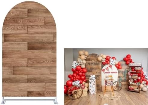FiVan Arch Covers Stretchy Backdrop for Birthday Baby Shower Party Decoration 3x6ft Wooden Floors Pattern Baptism Background Props NO-408 by FiVan