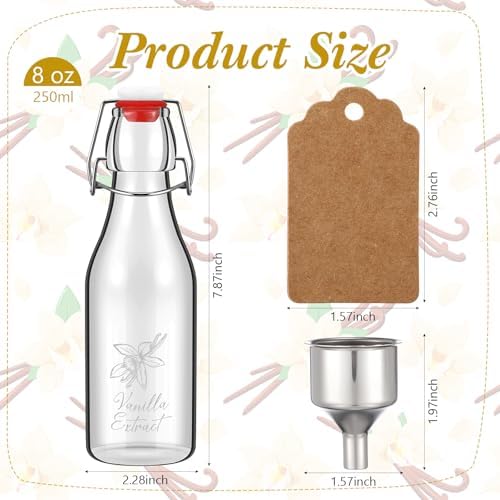 Reallnaive 12 Pack 8oz Vanilla Extract Bottles Swing Top Glass Bottles - Image 2