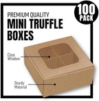 100 pcs Kraft Mini Truffle Box for 4 Treats with Window and Dividers, Bakery Boxes, 3.5 x 3.5 x 1.57 Inches VERY SMALL Baking Boxes for 4 Treats, Square Truffles Box for Gift Giving - Image 3