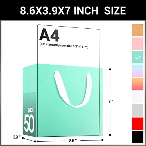 EUSOAR Small Blue Gift Wrap Bags, 50 Pack 8.6x3.9x7 inches Shopping Bags with Handles Bulk, Merchandise Retail Wrapping Bags for Business, Craft Grocery, Boutique, Party Favor, Wedding - Image 2