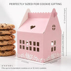 Karentology 30 Pcs Cottage House Cookie Boxes with Window & Business Card Holder, Blush Pink, 4 x 4 x 6 in Bakery Gift Boxes for Treats, Desserts, Party Favors & Realtor Pop By Gifts - Image 4