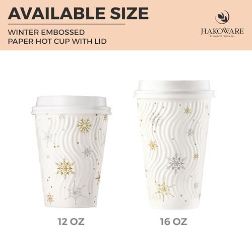 16oz Christmas Disposable Coffee Cups with Lids White Snowflake Winter Togo - Image 7