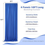 20ft×10ft Wrinkle Free Royal Blue Backdrop Curtain for Parties, 4 Panels 5×10ft Soft Silky Polyester Blue Photo Backdrop Drapes for Boss Baby Birthday Party Wedding Photography Background Cloth - Image 5