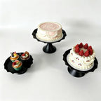 3 Pcs Black Metal Cupcake Stand Scalloped Edge Dessert Display Tray - Image 6