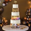 NPPLUS 3 Pcs Acrylic Round Cake Stand with Lid, Clear Fillable Cake Tier by NPPLUS