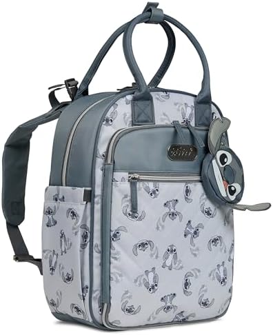 Disney Diaper Bag Backpack with Changing Pad Stich – 16” Nylon Baby Bag for Parents, Insulated Bottle Holders, Multiple Storage Pockets by Disney