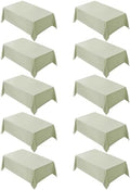VidaFete 10 Pack 90 * 132inch Sagegreen Rectangle Tablecloth for 6ft Tables by VidaFete