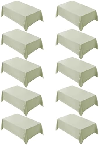 VidaFete 10 Pack 90 * 132inch Sagegreen Rectangle Tablecloth for 6ft Tables by VidaFete