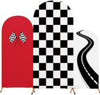 3 Pack Racing Theme Checkered Arch Backdrop Cover Set, Red by RimCereal