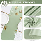 24 Pack Sage Green Satin Table Runners, 12 x 108 Inch Long Table Runners for Rectangle Round Tables,Smooth Satin Table Runner for Wedding,Birthday Party Banquets Graduation Engagements Decoration - Image 3