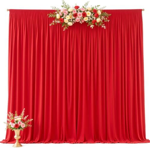 10x12ft Red Backdrop Curtains, Red for Backdrop Draping Fabric for Wedding Party Bridal Baby Shower Prom Birthday Graduation 5x12FT, 2 Panels - Image 6
