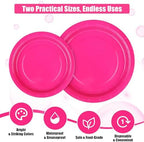 Kochorie 350 Pieces Hot Pink Dinnerware Set, 7 & 9 inch Dessert Paper Plates Cups Napkins Plastic Cutlery Disposable Party Supplies for Birthday Baby Shower Wedding, Serve 50 Guests - Image 3