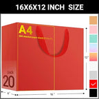 EUSOAR Extra Large Gift Bags, 25pcs 16"x6"x12" Red Thank You Gift Wrap Bags with Handles Bulk, Merchandise Retail Shopping Wrap Paper Business Birthday Party Favor Wedding Shower Bridal Treat Bags - Image 2
