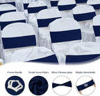 VitalCozy 100 Pcs Spandex Chair Sashes with Crown Buckle,Navy Blue - Image 3