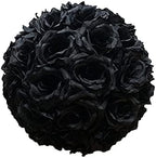 JXK Silk Rose Pomander Kissing Ball for Bridal Wedding Centerpiece Christmas Party Ceremony Decoration 3 Inches Set of 10 Black by JXKStudioFromPawPrintstoPawsomeRoarsUnleashYourPassionforAnimalStatues