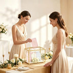 Glass Wedding Card Box with Slot and Lock, Gold Card Box - Image 4