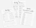 All Ewired Up 150 Piece Minimalist Baby Shower Games for 50 Guests, Trivia, Predictions & Advice, Word Scramble, Thick Card Stock by AllEwiredUp