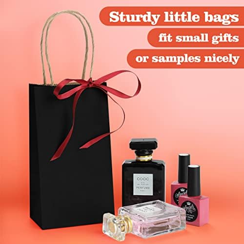 BagDream Small Kraft Gift Bags with Handles Black 100 Pack 3.5x2.4x6.7 Inch - Image 5