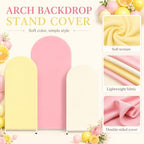 FYSUIMU 3 Pcs Pink Yellow Arch Backdrop Covers Pastel Stretchy Spandex Arch Stand Fabric Cover for Summer Lemon Wedding Birthday Baby Bridal Shower Party Decoration (4ft/5ft/6ft) - Image 3