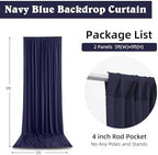 10ft x 9ft Navy Blue Backdrop Curtains for Parties Weddings, Wrinkle Free Silky Polyester Fabric Photo Backdrop Drapes, 2 Panels 5X 10 ft Navy Backfrounds Cloth for Birthday Graduation Photography - Image 5