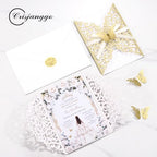 50PCS Gold Wedding Invitations with Envelopes and RSVP Cards - Image 4