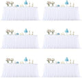 6 Pack White Tablecloths for 6 Foot Rectangle Tables Stretch Tulle Table Cloth Spandex Fitted Table Covers with Ruffle Skirt for Wedding Birthday Bridal Baby Shower Party Banquet Dessert Table Decor by Besutolife