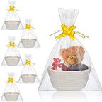 Tatuo 6 Pack Small Woven Basket with Gift Bags and Ribbons Empty Gift Baskets Cotton Rope Storage for Back to School Birthday Nursery Wedding Gifts(9.8 x 7.9 x 3.5 Inches) by Tatuo