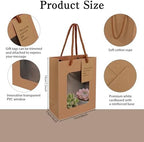 UCEHIPAW 54 Pcs Brown Paper Gift Bags with Window, Handles and Tags, 7.5 x 3 x 6 In, Perfect for Wedding, Baby Shower, Birthdays, Parties - Image 2