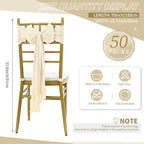 50 PCS Cheesecloth Chair Sashes Bows Wedding Aisle Decorations Chair Ribbon Ties Back Sash for Wedding Party Events Banquet Chair Cover Decoration (Ivory) - Image 2