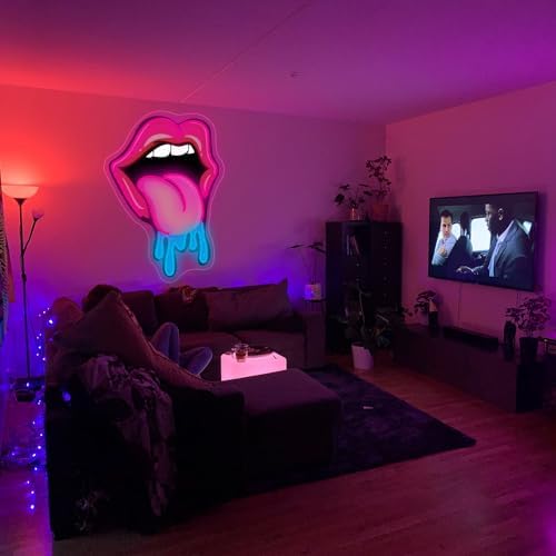 Lips Dripping Neon Sign For Wall Decor, LED Wall Art, Sexy Lady Lips For Bar Party Wedding Living Room Lounge Pink, Birthday Gift For Girl Friend (15.7x11in) - Image 4